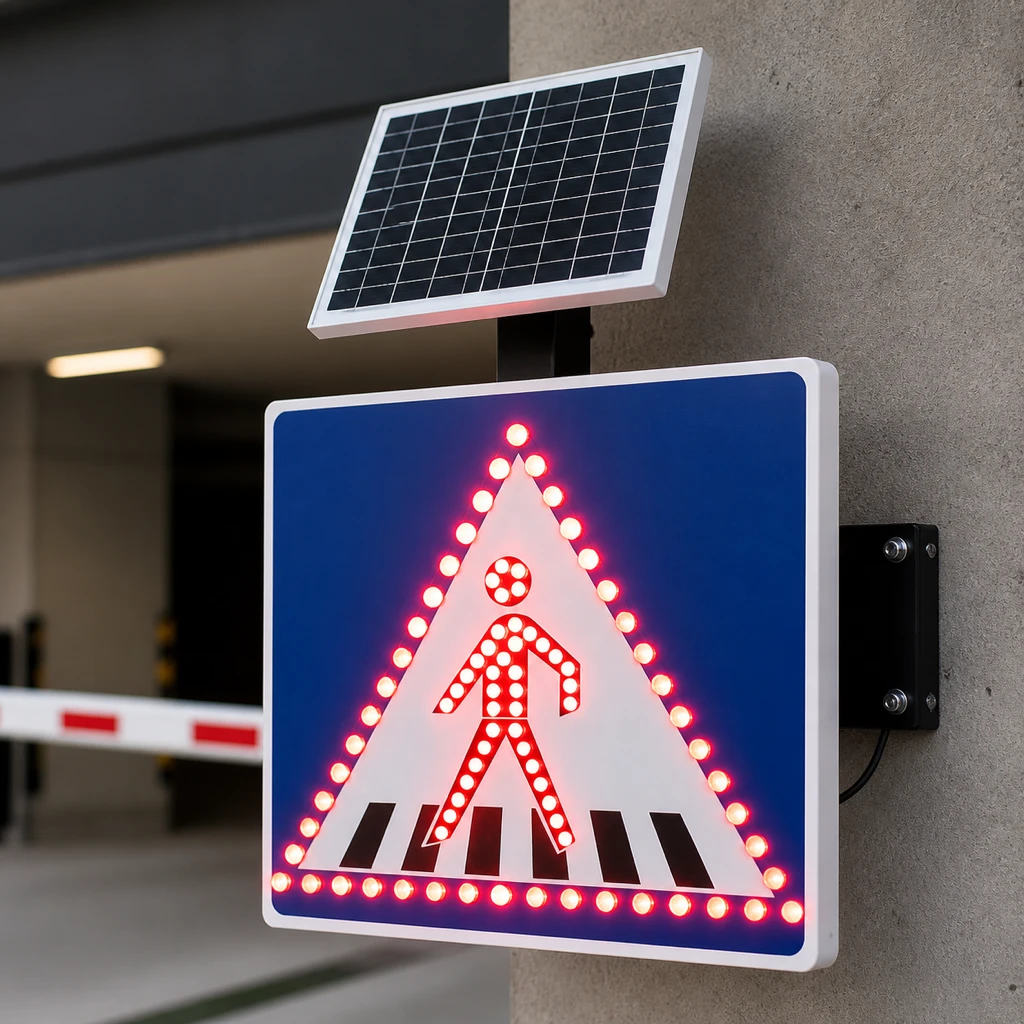تابلو سولار LED عابر پیاده چراغ‌دار - نمای جزئیات محصول