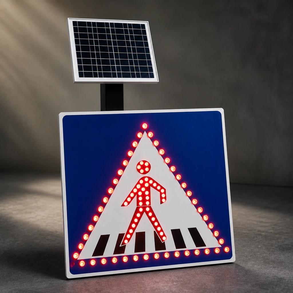 تابلو سولار LED عابر پیاده چراغ‌دار