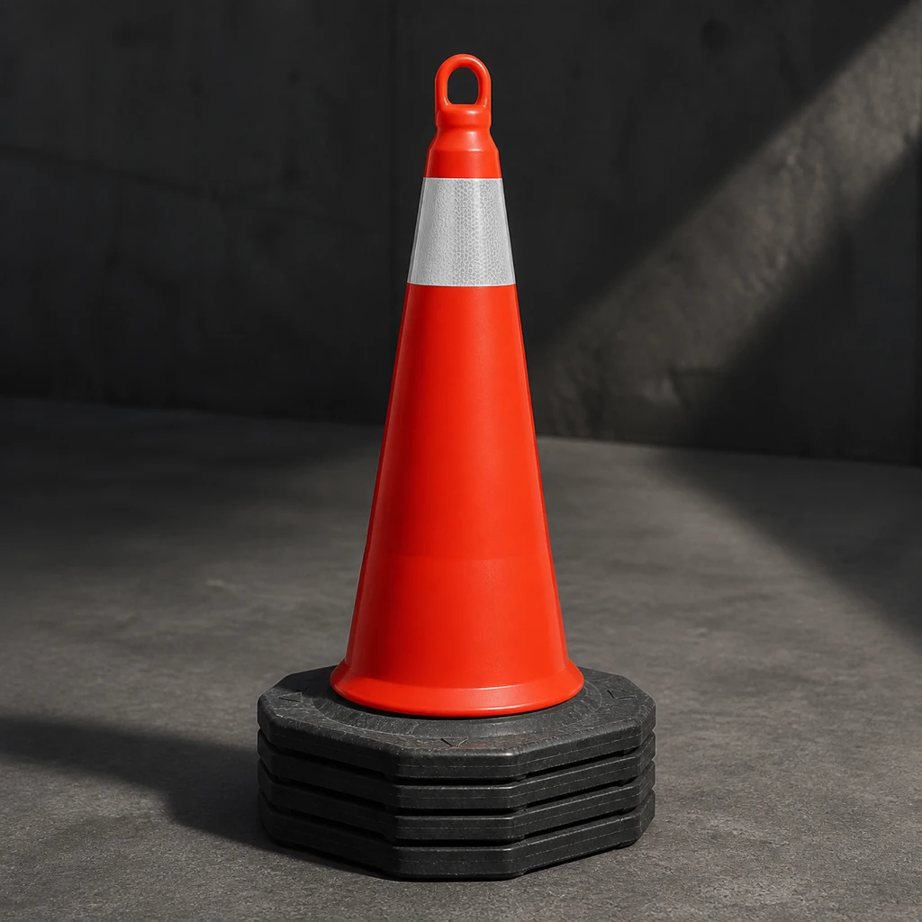 مخروط ترافیکی ۸۰ سانت کف لاستیک